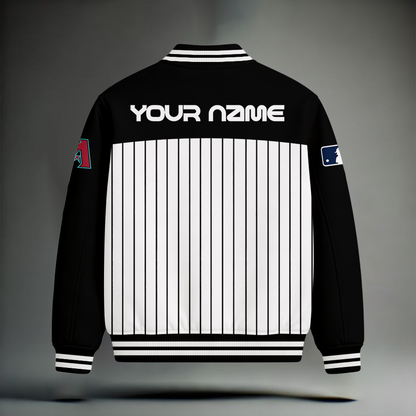 HOT DEAL - NEW CUSTOMIZED MLB07 ADS ARIZONA DIAMONDBACKS SNOOPY STYLE SATIN VARSITY & BASEBALL JACKET
