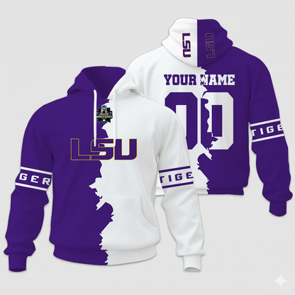 LIMITED EDITION - NEW CUSTOMIZED NCAA COLLEGE WORLD SERIES 07-LST LSU TIGERS UNISEX HOODIE & ZIP HOODIE