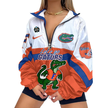 LIMITED EDITION - NEW CUSTOMIZED NCAA COLLEGE WORLD SERIES 08 FLORIDA GATORS V-NECK ZIPPER SWEATSHIRT JACKET