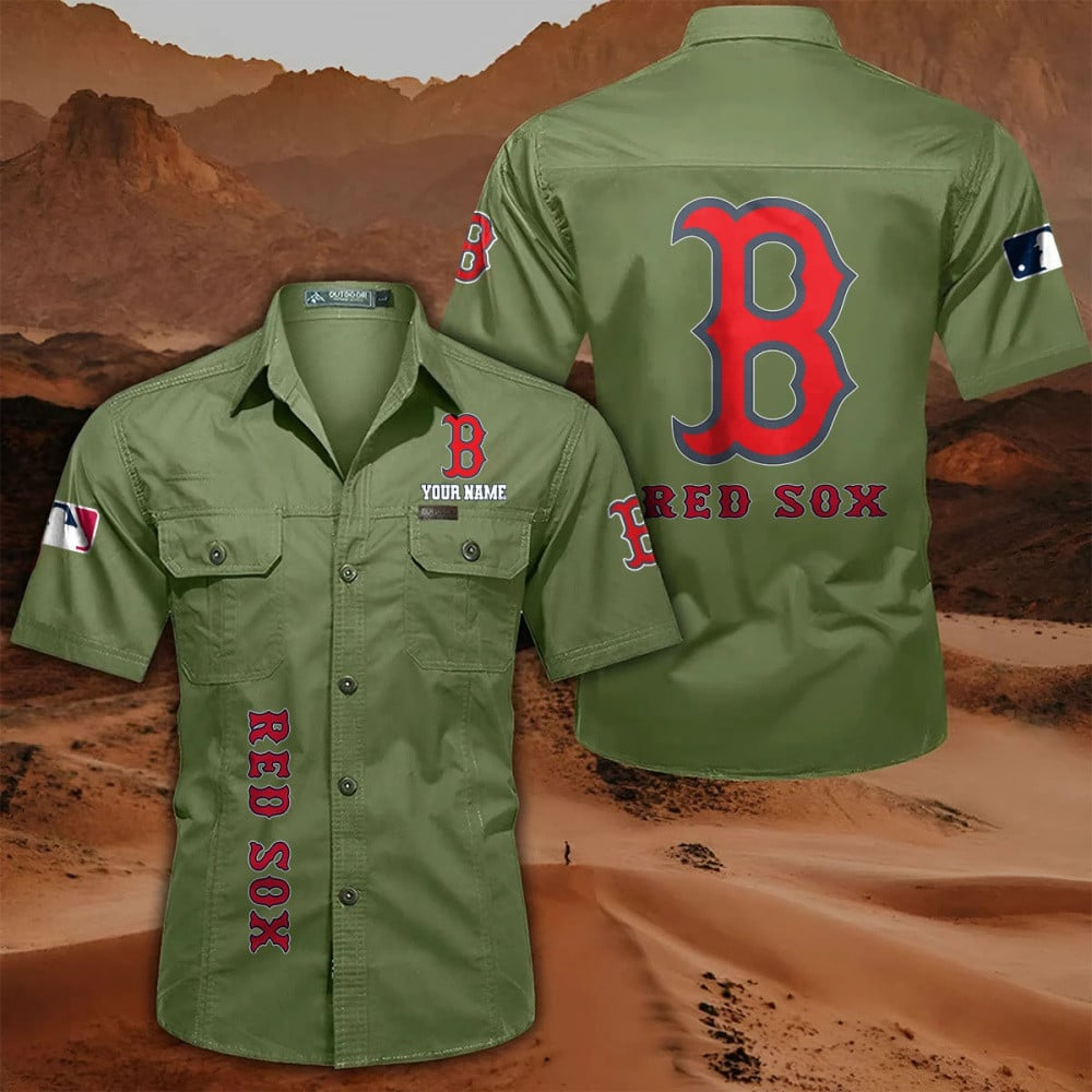 LIMITED EDITION - NEW CUSTOMIZED MLB03 BRS BOSTON RED SOX MEN'S CARGO SHIRT