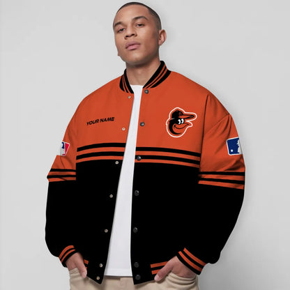 LIMITED EDITION - NEW CUSTOMIZED MLB25 BOS BALTIMORE ORIOLES BASEBALL JACKET, SATIN VARSITY JACKET