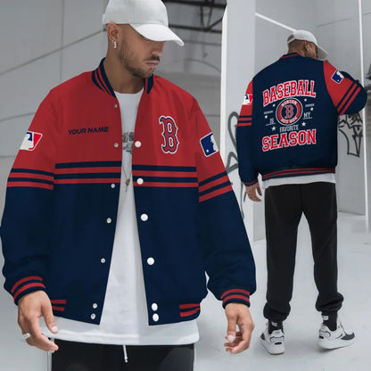 LIMITED EDITION - NEW CUSTOMIZED MLB03 BRS BOSTON RED SOX BASEBALL JACKET, SATIN VARSITY JACKET