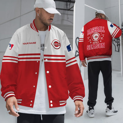 LIMITED EDITION - NEW CUSTOMIZED MLB05 CRS CINCINNATI REDS BASEBALL JACKET, SATIN VARSITY JACKET