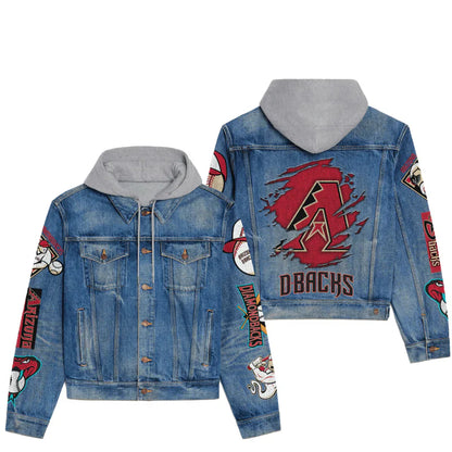 LIMITED EDITION - NEW CUSTOMIZED MLB07 ADS AZ DIAMONDBACKS HOODED DENIM JACKET
