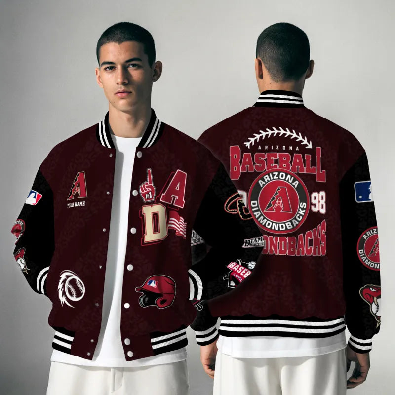 LIMITED EDITION - NEW CUSTOMIZED MLB07 ADS ARIZONA DIAMONDBACKS SATIN VARSITY & BASEBALL JACKETS