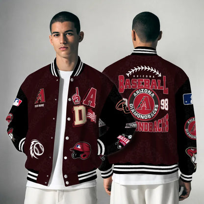LIMITED EDITION - NEW CUSTOMIZED MLB07 ADS ARIZONA DIAMONDBACKS SATIN VARSITY & BASEBALL JACKETS