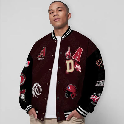 LIMITED EDITION - NEW CUSTOMIZED MLB07 ADS ARIZONA DIAMONDBACKS SATIN VARSITY & BASEBALL JACKETS