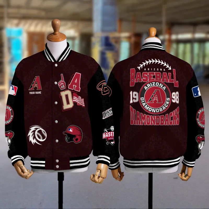 LIMITED EDITION - NEW CUSTOMIZED MLB07 ADS ARIZONA DIAMONDBACKS SATIN VARSITY & BASEBALL JACKETS