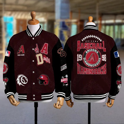 LIMITED EDITION - NEW CUSTOMIZED MLB07 ADS ARIZONA DIAMONDBACKS SATIN VARSITY & BASEBALL JACKETS