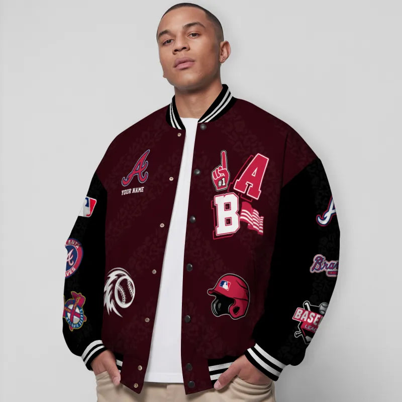 LIMITED EDITION - NEW CUSTOMIZED MLB09 ABS ATLANTA BRAVES SATIN VARSITY & BASEBALL JACKETS