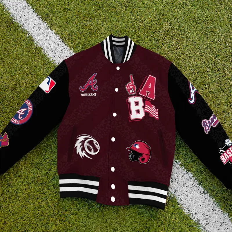 LIMITED EDITION - NEW CUSTOMIZED MLB09 ABS ATLANTA BRAVES SATIN VARSITY & BASEBALL JACKETS