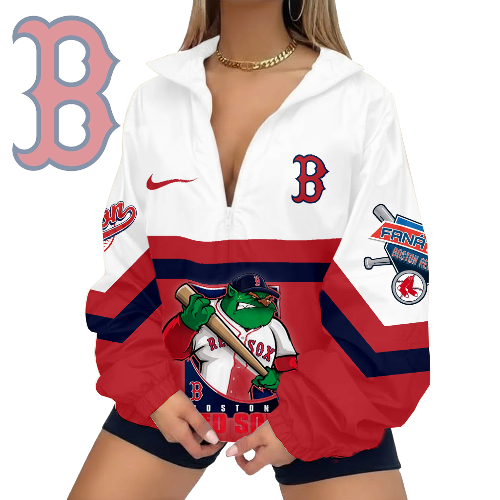 LIMITED EDITION - NEW CUSTOMIZED MLB03 BRS BOSTON RED SOX V-NECK ZIPPER JACKET