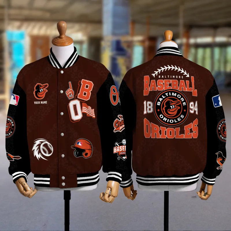 LIMITED EDITION - NEW CUSTOMIZED MLB25 BOS BALTIMORE ORIOLES SATIN VARSITY & BASEBALL JACKETS