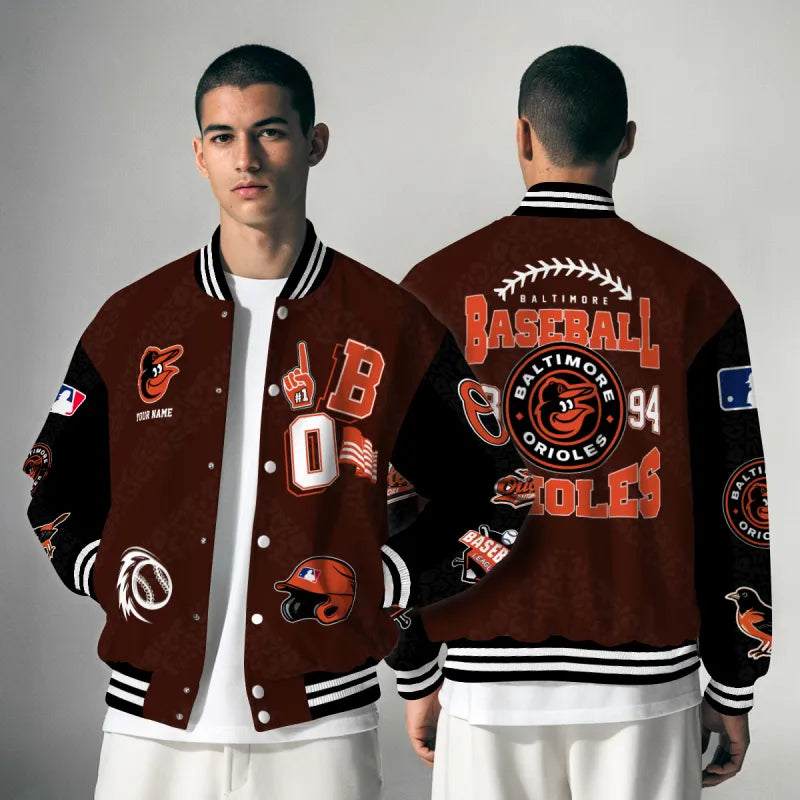 LIMITED EDITION - NEW CUSTOMIZED MLB25 BOS BALTIMORE ORIOLES SATIN VARSITY & BASEBALL JACKETS