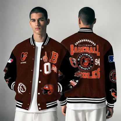 LIMITED EDITION - NEW CUSTOMIZED MLB25 BOS BALTIMORE ORIOLES SATIN VARSITY & BASEBALL JACKETS