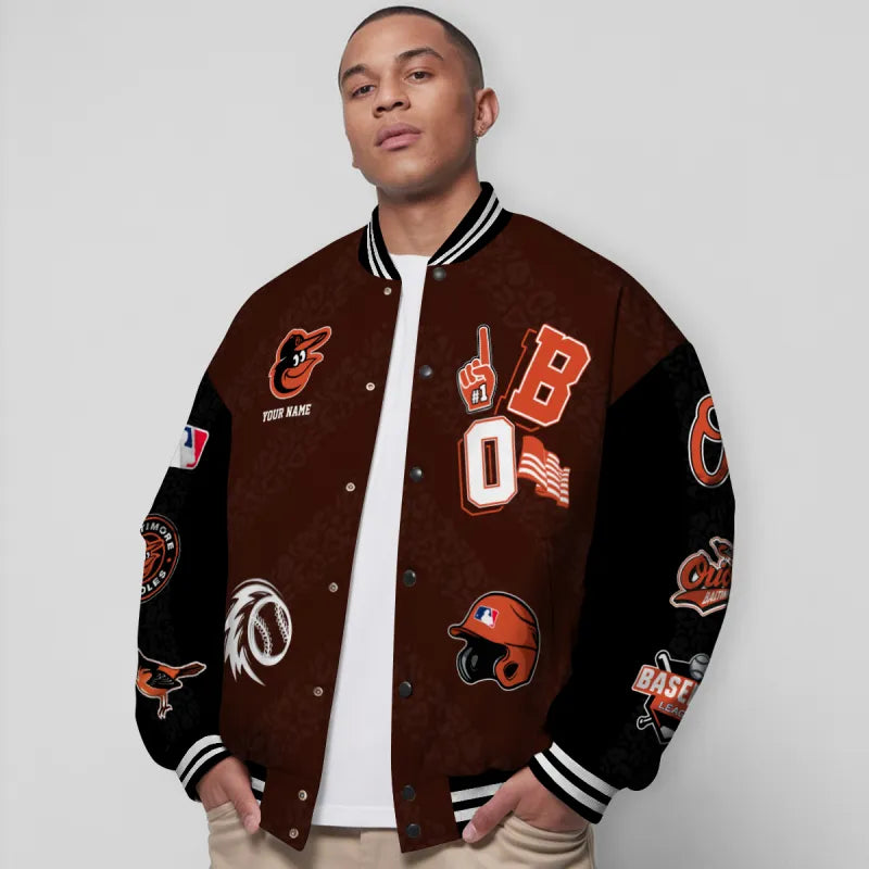 LIMITED EDITION - NEW CUSTOMIZED MLB25 BOS BALTIMORE ORIOLES SATIN VARSITY & BASEBALL JACKETS