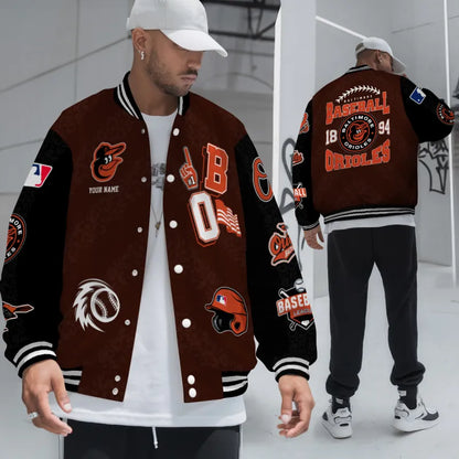 LIMITED EDITION - NEW CUSTOMIZED MLB25 BOS BALTIMORE ORIOLES SATIN VARSITY & BASEBALL JACKETS