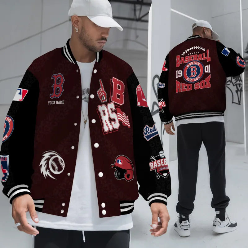 LIMITED EDITION - NEW CUSTOMIZED MLB03 BRS BOSTON RED SOX SATIN VARSITY & BASEBALL JACKETS
