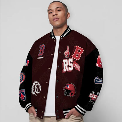 LIMITED EDITION - NEW CUSTOMIZED MLB03 BRS BOSTON RED SOX SATIN VARSITY & BASEBALL JACKETS