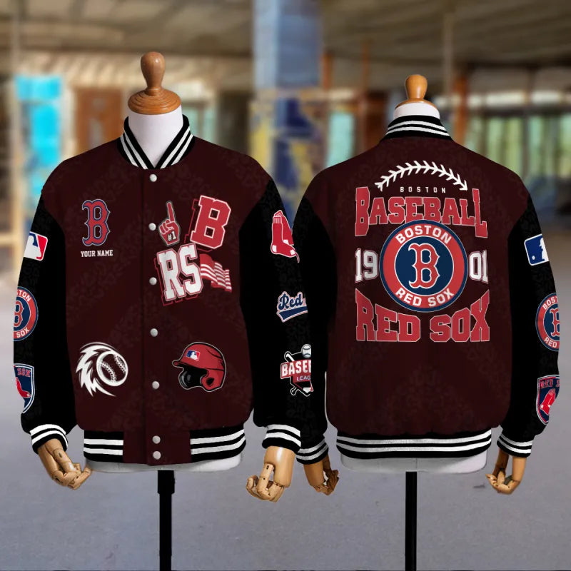 LIMITED EDITION - NEW CUSTOMIZED MLB03 BRS BOSTON RED SOX SATIN VARSITY & BASEBALL JACKETS