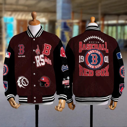 LIMITED EDITION - NEW CUSTOMIZED MLB03 BRS BOSTON RED SOX SATIN VARSITY & BASEBALL JACKETS