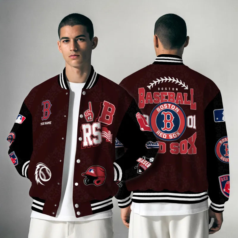 LIMITED EDITION - NEW CUSTOMIZED MLB03 BRS BOSTON RED SOX SATIN VARSITY & BASEBALL JACKETS