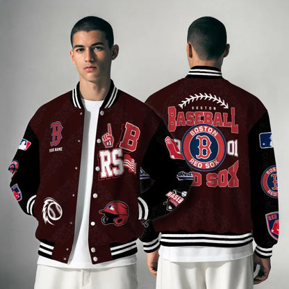 LIMITED EDITION - NEW CUSTOMIZED MLB03 BRS BOSTON RED SOX SATIN VARSITY & BASEBALL JACKETS
