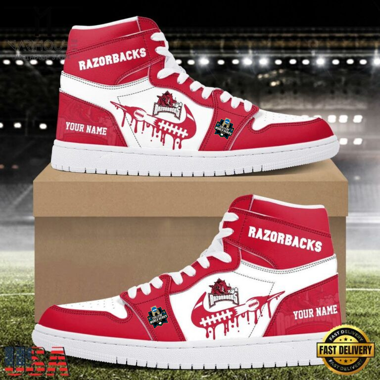 LIMITED EDITION - NEW CUSTOMIZED NCAA COLLEGE WORLD SERIES 03 ARKANSAS RAZORBACKS AIR JORDAN SHOES