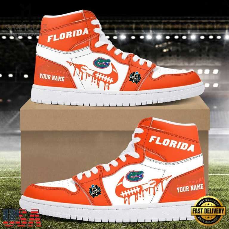 LIMITED EDITION - NEW CUSTOMIZED NCAA COLLEGE WORLD SERIES 08 FLORIDA GATORS AIR JORDAN SHOES