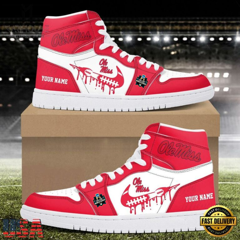 LIMITED EDITION - NEW CUSTOMIZED NCAA COLLEGE WORLD SERIES 13 OLE MISS REBELS AIR JORDAN SHOES