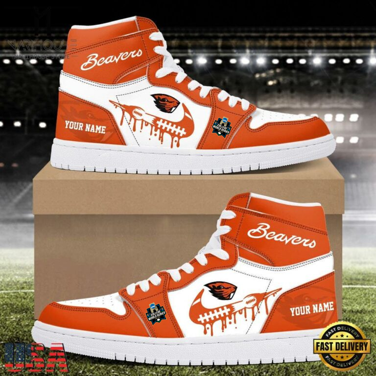LIMITED EDITION - NEW CUSTOMIZED NCAA COLLEGE WORLD SERIES 15 OREGON STATE BEAVERS AIR JORDAN SHOES