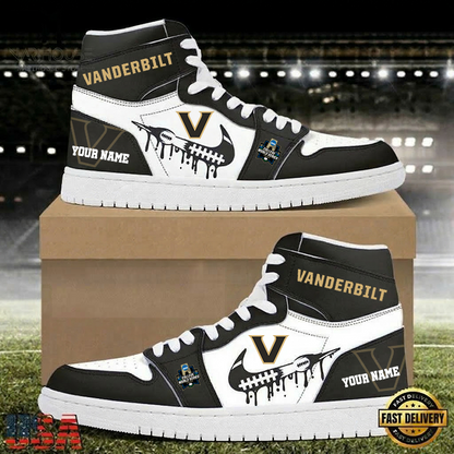 LIMITED EDITION - NEW CUSTOMIZED NCAA COLLEGE WORLD SERIES 17 VANDERBILT COMMODORES AIR JORDAN SHOES