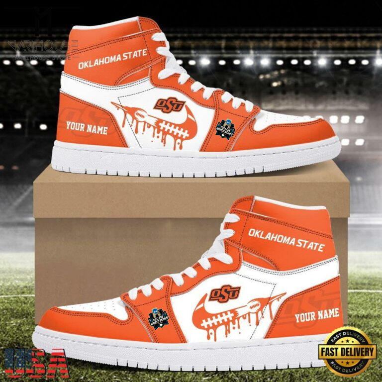 LIMITED EDITION - NEW CUSTOMIZED NCAA COLLEGE WORLD SERIES 19 OKLAHOMA STATE COWBOYS AIR JORDAN SHOES