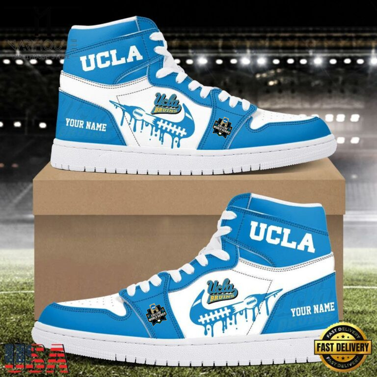 LIMITED EDITION - NEW CUSTOMIZED NCAA COLLEGE WORLD SERIES 24 UCLA BRUINS AIR JORDAN SHOES
