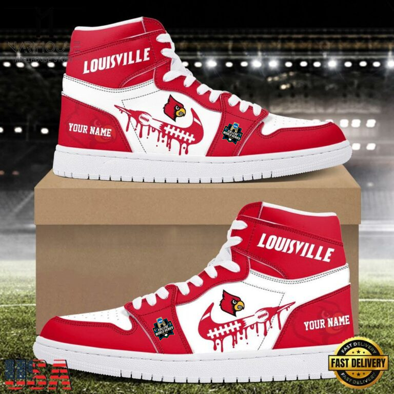 LIMITED EDITION - NEW CUSTOMIZED NCAA COLLEGE WORLD SERIES 26 LOUISVILLE CARDINALS AIR JORDAN SHOES