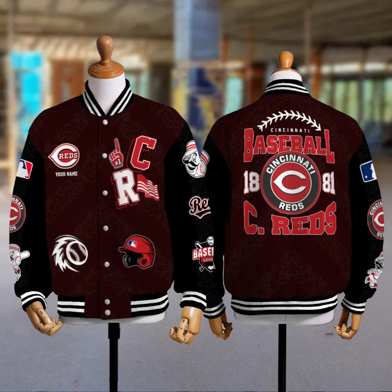 LIMITED EDITION - NEW CUSTOMIZED MLB05 CRS CINCINNATI REDS SATIN VARSITY & BASEBALL JACKETS