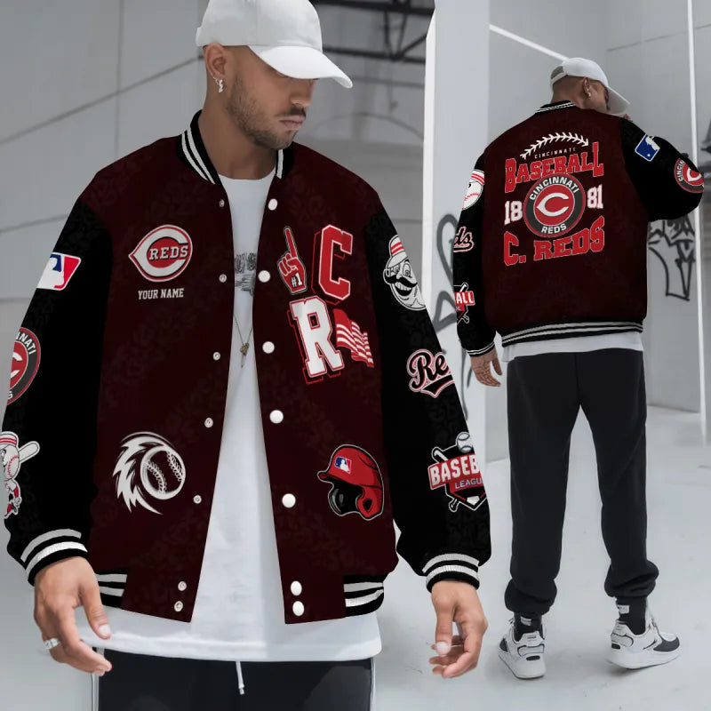 LIMITED EDITION - NEW CUSTOMIZED MLB05 CRS CINCINNATI REDS SATIN VARSITY & BASEBALL JACKETS