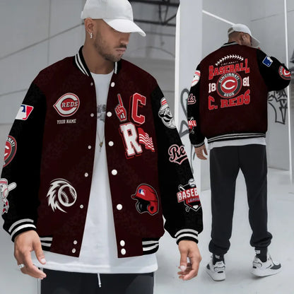 LIMITED EDITION - NEW CUSTOMIZED MLB05 CRS CINCINNATI REDS SATIN VARSITY & BASEBALL JACKETS