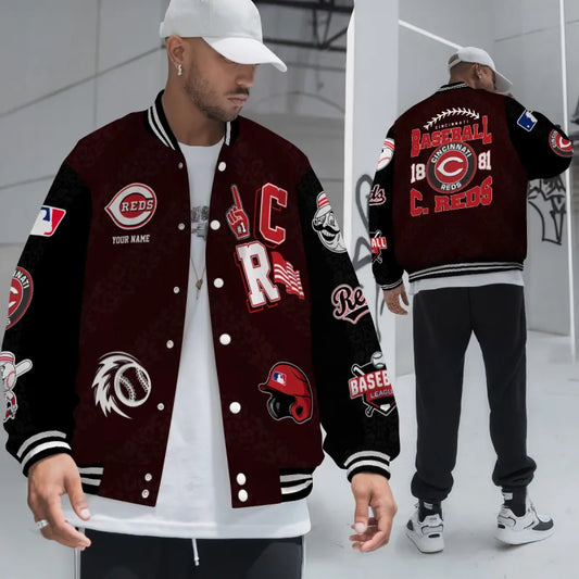 LIMITED EDITION - NEW CUSTOMIZED MLB05 CRS CINCINNATI REDS SATIN VARSITY & BASEBALL JACKETS
