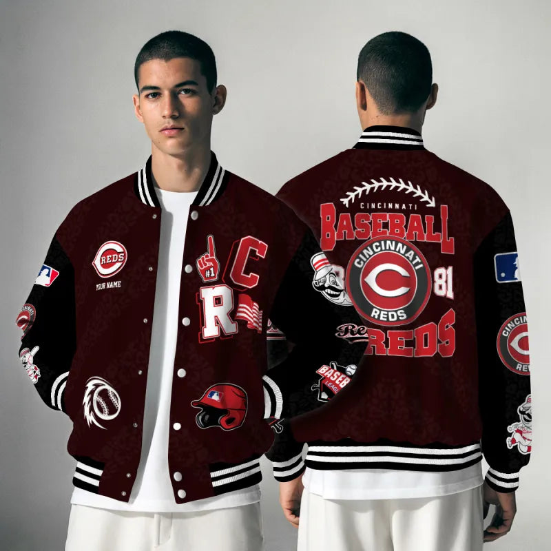 LIMITED EDITION - NEW CUSTOMIZED MLB05 CRS CINCINNATI REDS SATIN VARSITY & BASEBALL JACKETS