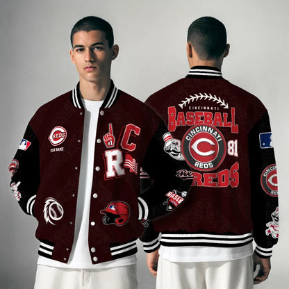 LIMITED EDITION - NEW CUSTOMIZED MLB05 CRS CINCINNATI REDS SATIN VARSITY & BASEBALL JACKETS