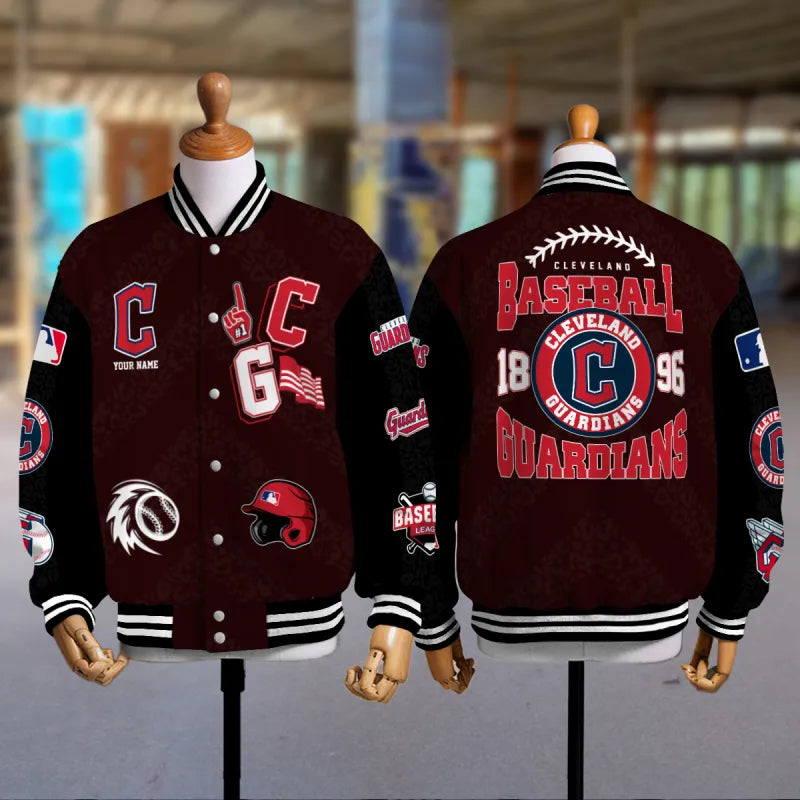 LIMITED EDITION - NEW CUSTOMIZED MLB13 CGS CLEVELAND GUARDIANS SATIN VARSITY & BASEBALL JACKETS