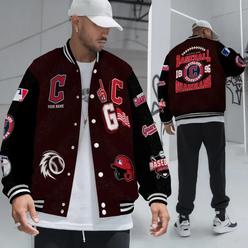 LIMITED EDITION - NEW CUSTOMIZED MLB13 CGS CLEVELAND GUARDIANS SATIN VARSITY & BASEBALL JACKETS