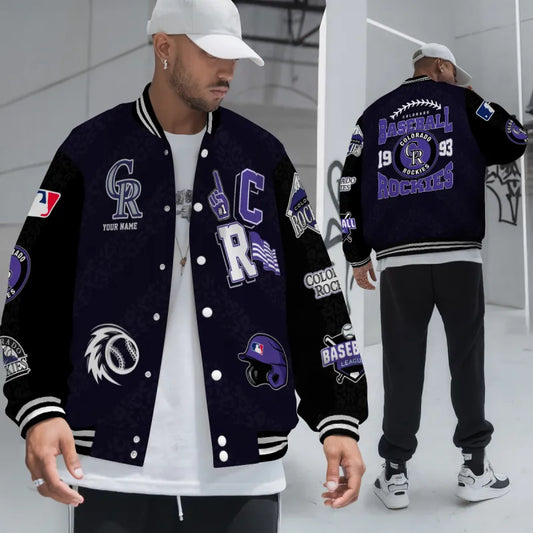 LIMITED EDITION - NEW CUSTOMIZED MLB30 COR COLORADO ROCKIES SATIN VARSITY & BASEBALL JACKETS