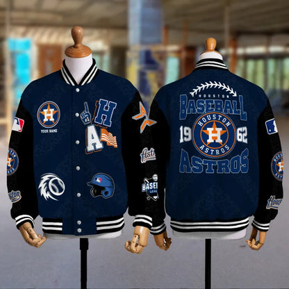 LIMITED EDITION - NEW CUSTOMIZED MLB10 HAS HOUSTON ASTROS SATIN VARSITY & BASEBALL JACKETS
