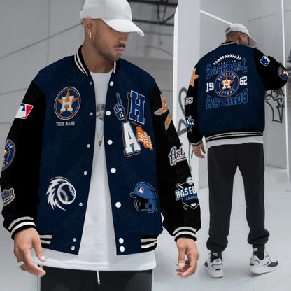 LIMITED EDITION - NEW CUSTOMIZED MLB10 HAS HOUSTON ASTROS SATIN VARSITY & BASEBALL JACKETS