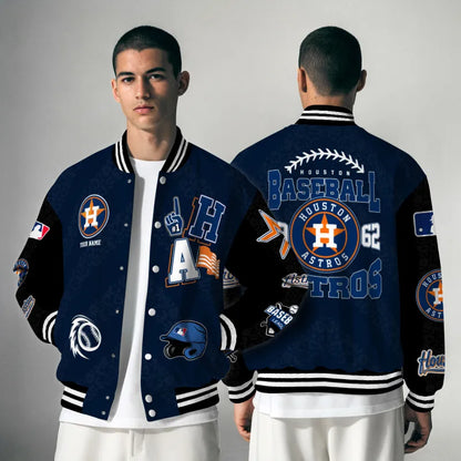 LIMITED EDITION - NEW CUSTOMIZED MLB10 HAS HOUSTON ASTROS SATIN VARSITY & BASEBALL JACKETS