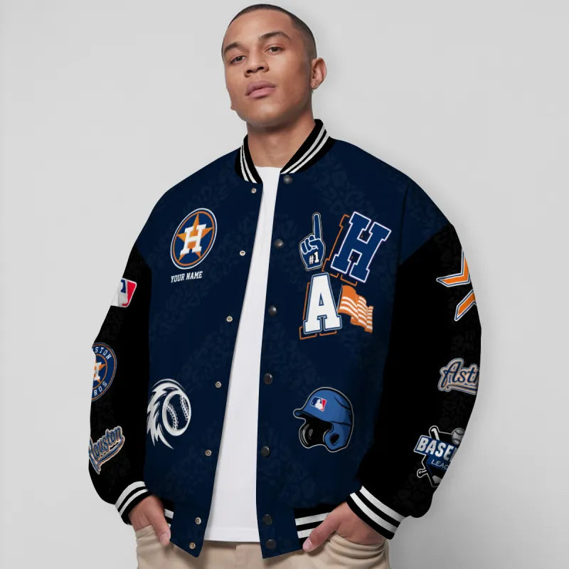 LIMITED EDITION - NEW CUSTOMIZED MLB10 HAS HOUSTON ASTROS SATIN VARSITY & BASEBALL JACKETS