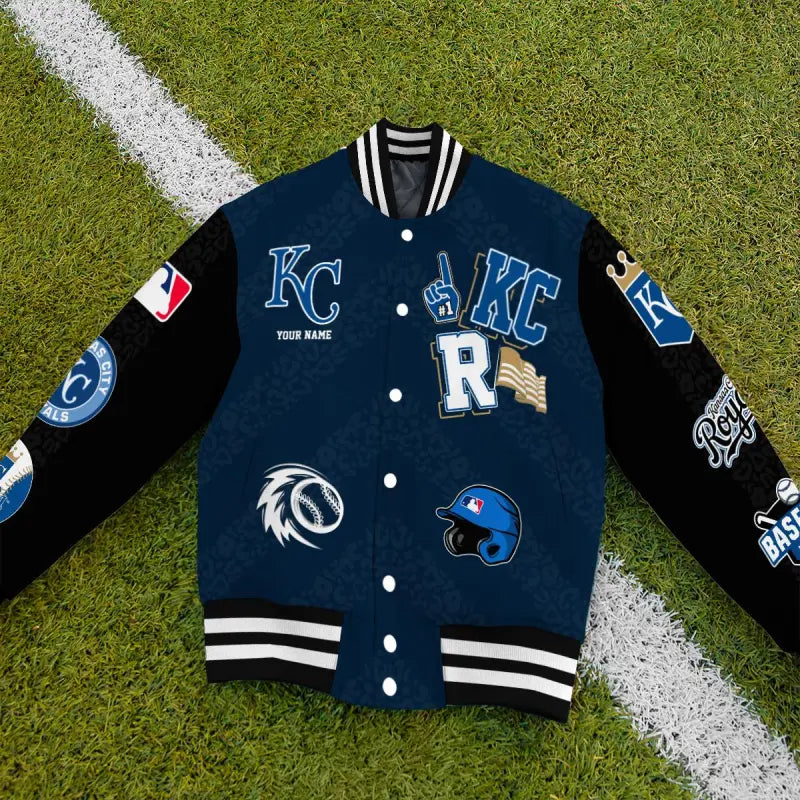 LIMITED EDITION - NEW CUSTOMIZED MLB19 KCR KANSAS CITY ROYALS SATIN VARSITY & BASEBALL JACKETS