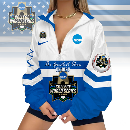 LIMITED EDITION - NEW CUSTOMIZED NCAA 31 COLLEGE WORLD SERIES V-NECK ZIPPER SWEATSHIRT JACKET